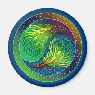 Pfau-Feder Yin Yang 4 Magnet