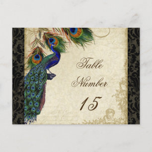 Pfau & Federn Formale Hochzeitstischnummern Postkarte