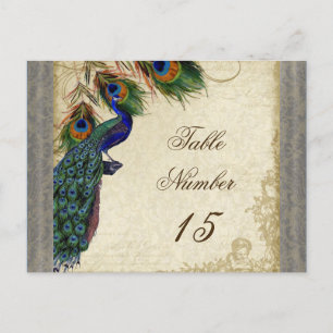 Pfau & Federn Formale Hochzeitstischnummern Postkarte