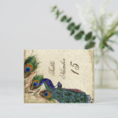 Pfau & Federn Formale Tischnummern für die Hochzei (Stehend Vorderseite)