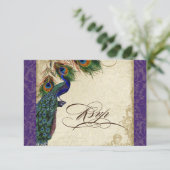 Pfau & Federn Formales UAWG Lila RSVP Karte (Stehend Vorderseite)