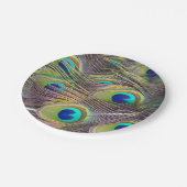 Pfau-Federn Pappteller (Schrägansicht)