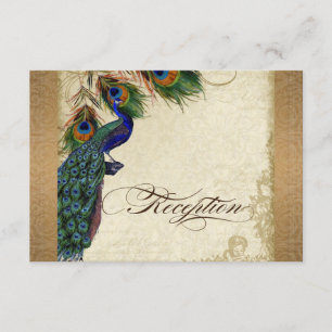 Pfau & Federn Vintage Gold-Damask-Look Wirbelmuste Begleitkarte