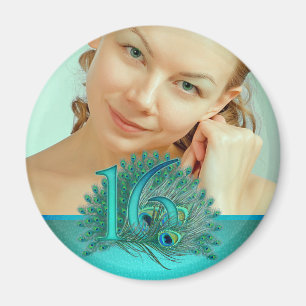 Pfau-Federschablone des Bonbons 16 elegante Magnet