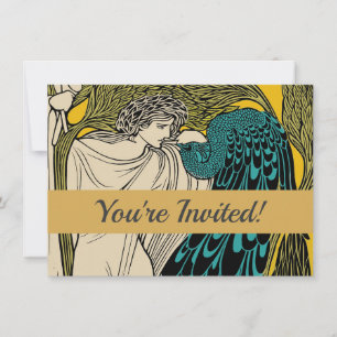 Pfau Fine Art Vogel Nouveau Einladung