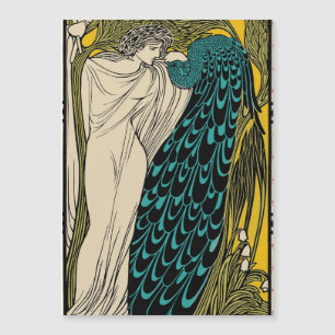 Pfau Fine Art Vogel Nouveau Magnetkarte