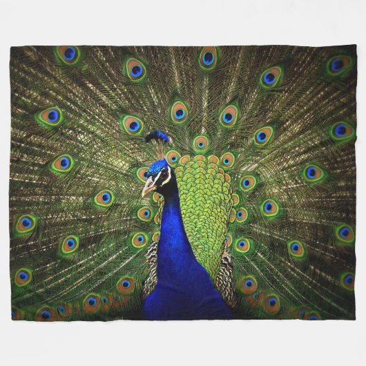 Pfau-Fleece-Decke Fleecedecke (Vorderseite (Horizontal))