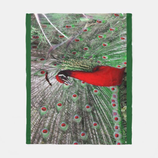 Pfau-Fleece-Decke Fleecedecke (Vorderseite)