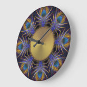 Pfau-Fraktal-Netz versieht Wand-Uhr mit Federn Große Wanduhr (Winkel)