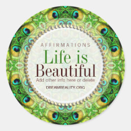 Pfau Fresh Green Geometry Custom Round Aufkleber