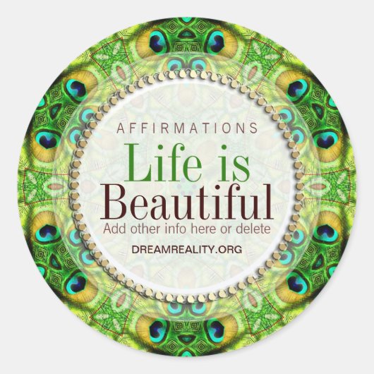 Pfau Fresh Green Geometry Custom Round Aufkleber (Vorderseite)