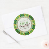 Pfau Fresh Green Geometry Custom Round Aufkleber (Umschlag)