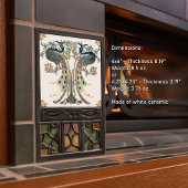 Pfau & Frucht Design von Mabel C. Dibble Art Deco Fliese