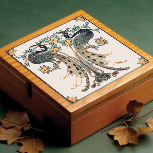 Pfau & Fruchtdesign von Mabel C. Dibble Art Deco Fliese