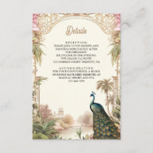 Pfau-Garten-Indische-Hochzeitsdetails im Vintage-S