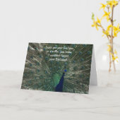 Pfau-Geburtstag Karte (Gelbe Blume)