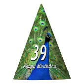 Pfau-Geburtstag Partyhütchen (Vorderseite)