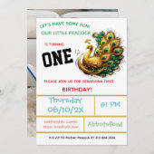 Pfau Geburtstagsfeier - 1 Jahr! Einladung (Vorne/Hinten)