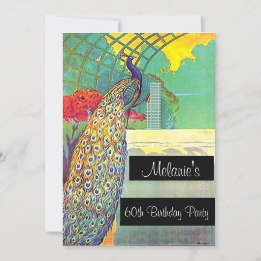 Pfau Geburtstagsparty Einladung (Vorderseite)