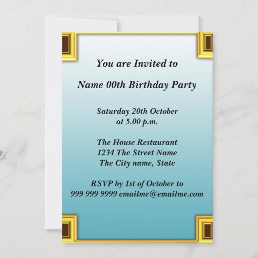 Pfau Geburtstagsparty Einladung (Rückseite)