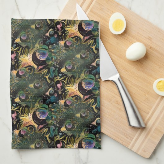 Pfau Geschirrtuch (Viertel Falte)