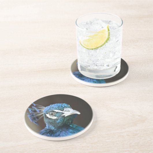 Pfau Getränkeuntersetzer (Seite)