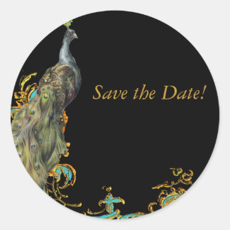 Pfau & Gold Filigree-Aufkleber Runder Aufkleber