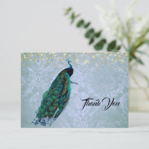 Pfau Gold Funken Wasserfarbe Dankeskarte