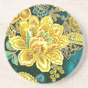 Pfau Gold Vintage Paisley Florale Kunst Getränkeuntersetzer