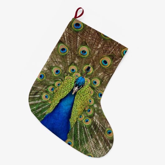 Pfau Großer Weihnachtsstrumpf (Vorderansicht (hängend))