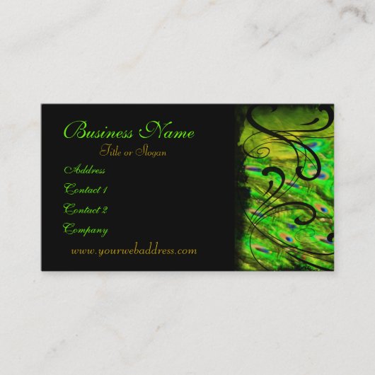 Pfau-grüne künstlerische Visitenkarte (Vorderseite)