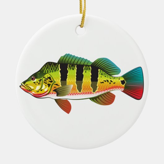 Pfau-helle OzeanGamefishbass-illustration Keramik Ornament (Vorne)