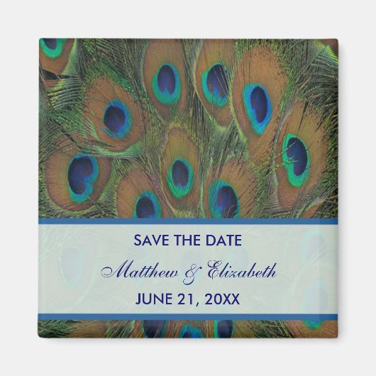 Pfau-Hochzeit Save The Date Magnet (Vorne)