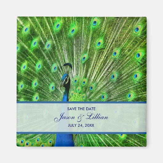 Pfau-Hochzeit Save The Date Magnet (Vorne)
