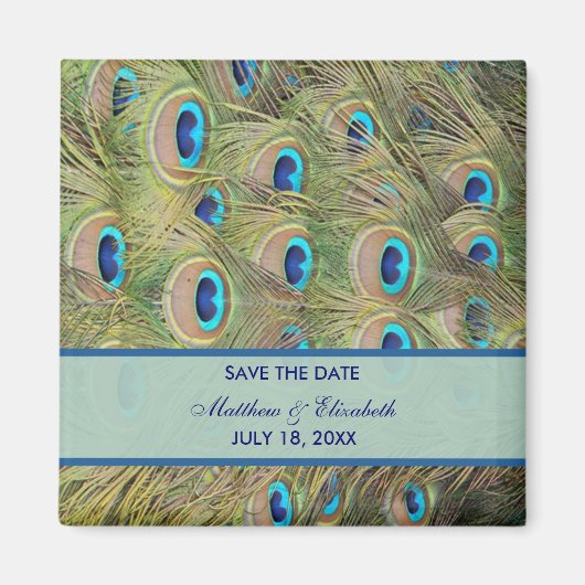 Pfau-Hochzeit Save The Date Magnet (Vorne)