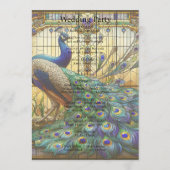 Pfau-Hochzeits-Buntglas-Programmkarte Programm (Rückseite)