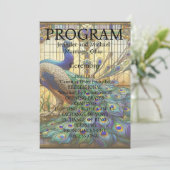 Pfau-Hochzeits-Buntglas-Programmkarte Programm (Stehend Vorderseite)