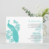 Pfau-Hochzeits-Einladung Einladung (Stehend Vorderseite)