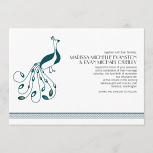 Pfau-Hochzeits-Einladung Einladung