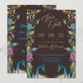 Pfau-Hochzeitseinladung Einladung (Vorne/Hinten)