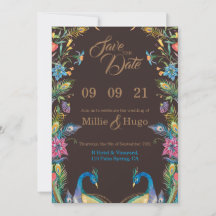 Pfau-Hochzeitseinladung