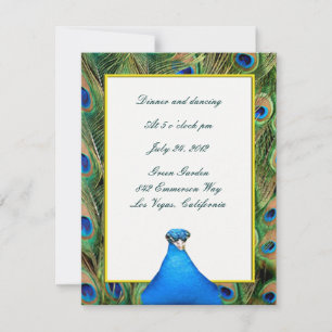 Pfau-Hochzeitsempfangskarte Einladung
