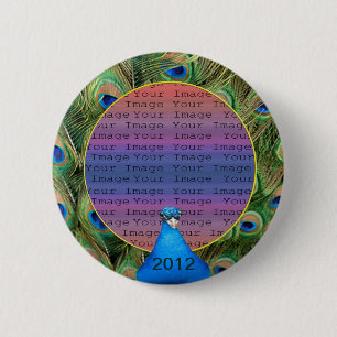 Pfau-Hochzeitsfoto-Button Button