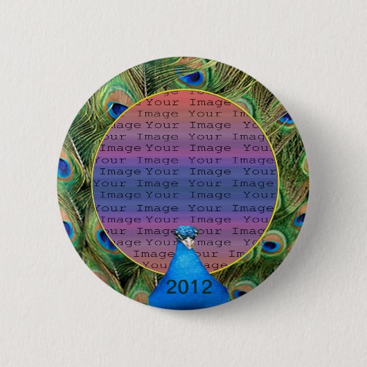 Pfau-Hochzeitsfoto-Button Button (Vorderseite)