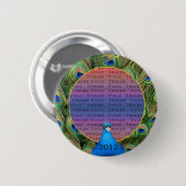 Pfau-Hochzeitsfoto-Button Button (Vorne & Hinten)