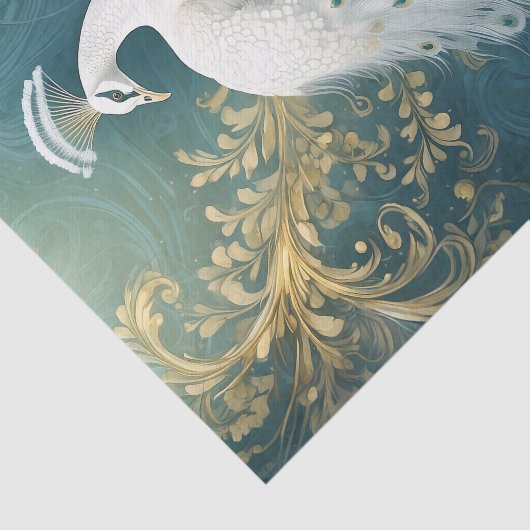 Pfau Hübsche, weiße Federkaskade Seidenpapier (Ausschnitt)