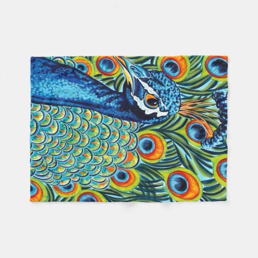 Pfau I Fleecedecke (Vorderseite (Horizontal))