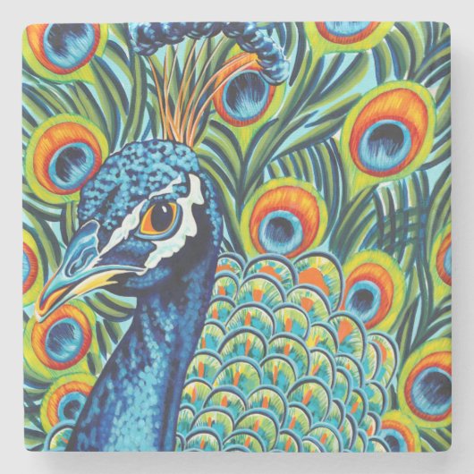 Pfau I Steinuntersetzer (Vorderseite)