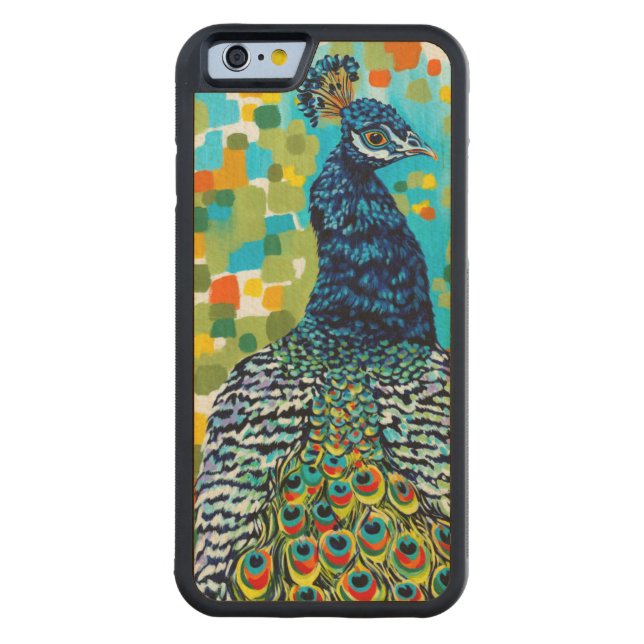 Pfau II Carved Wood iPhone Hülle (Rückseite)