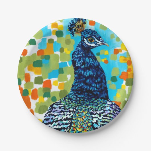 Pfau II Pappteller (Vorderseite)